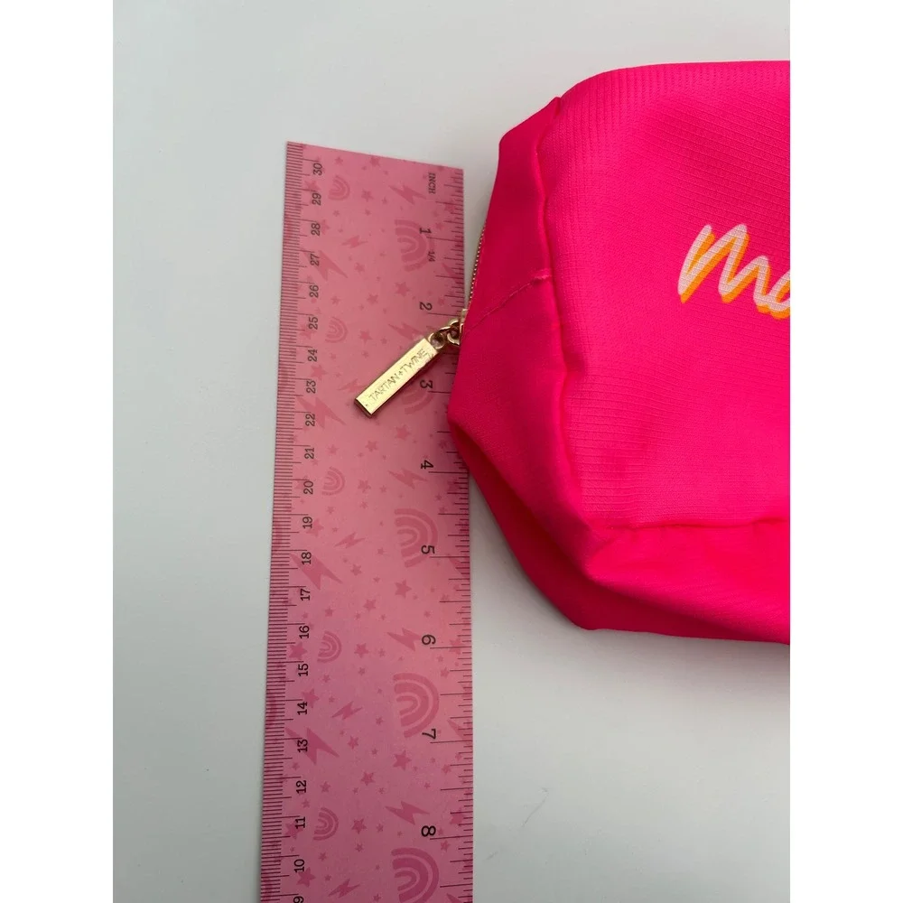 Tartan + Twine Hot Pink Makeup Bag Ripstop Cosmetic Pouch Gold Zipper